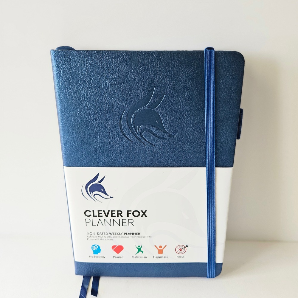 Clever Fox Non-Dated Weekly Planner NEW w Stickers and Box Blue